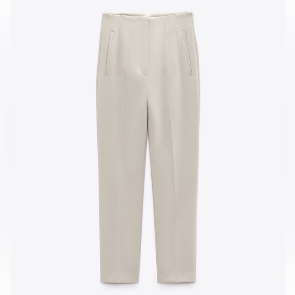 ZARA | High Waisted Trousers Light Beige